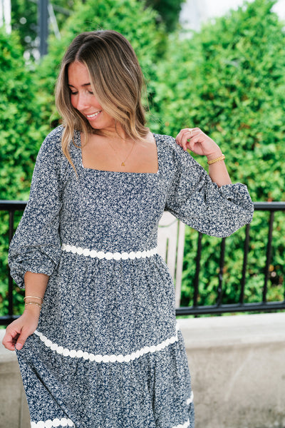 Country Garden Floral Midi Smocked Dress