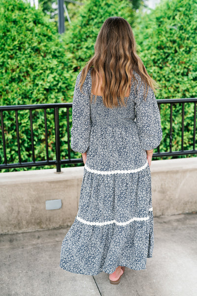 Country Garden Floral Midi Smocked Dress