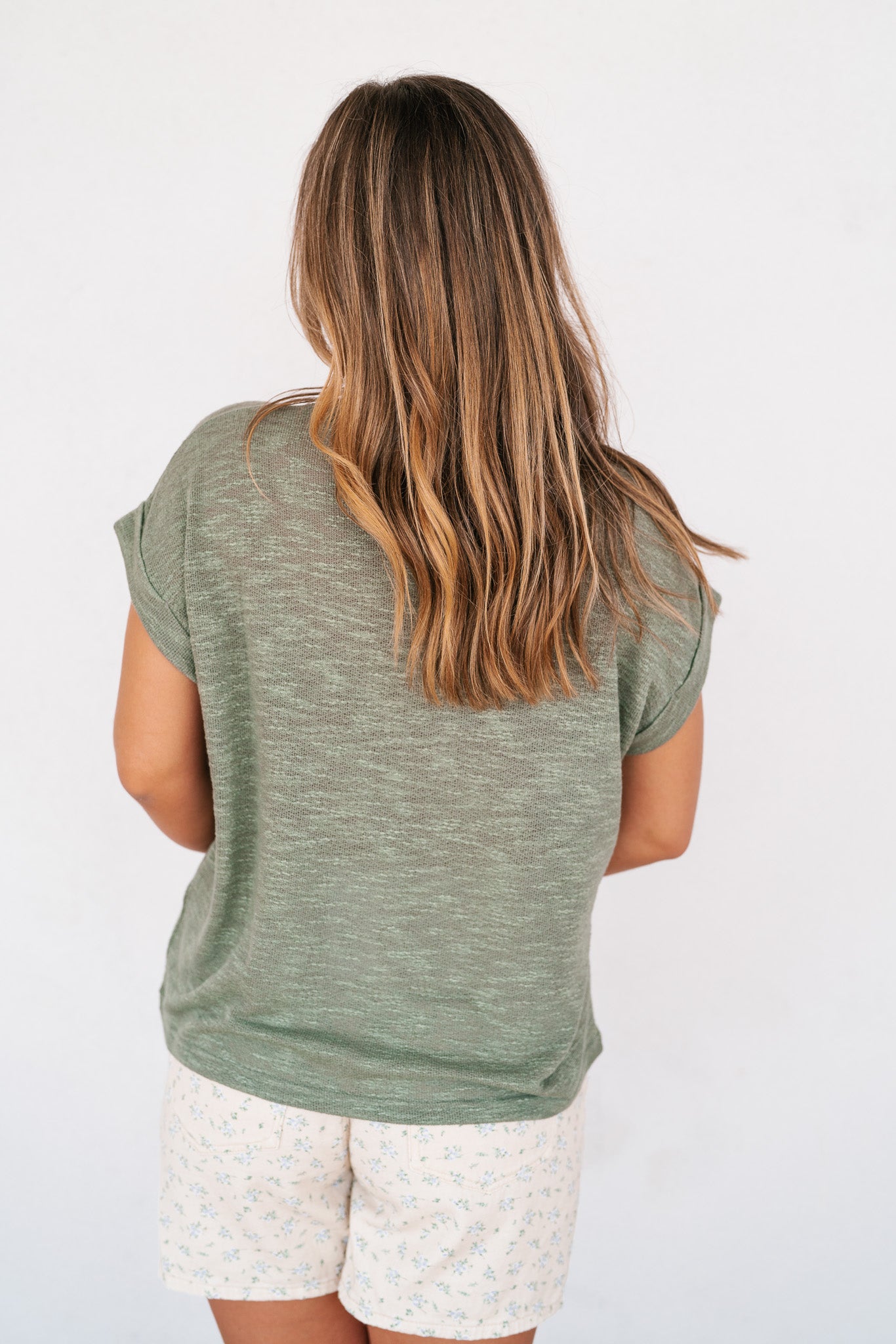 Breeze By Rolled Knit Top - Faded Olive
