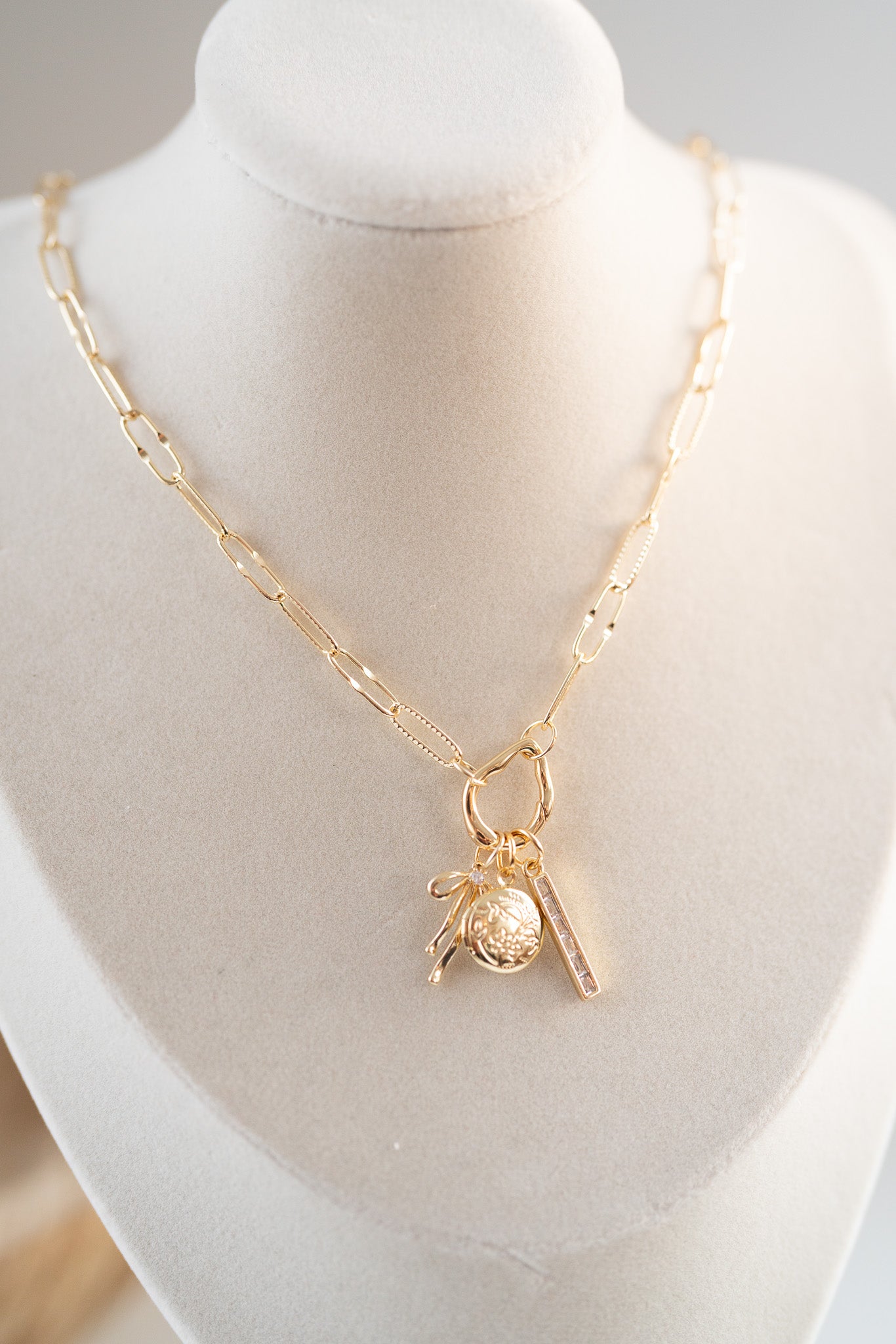 Golden Voyage Locket Charm Necklace