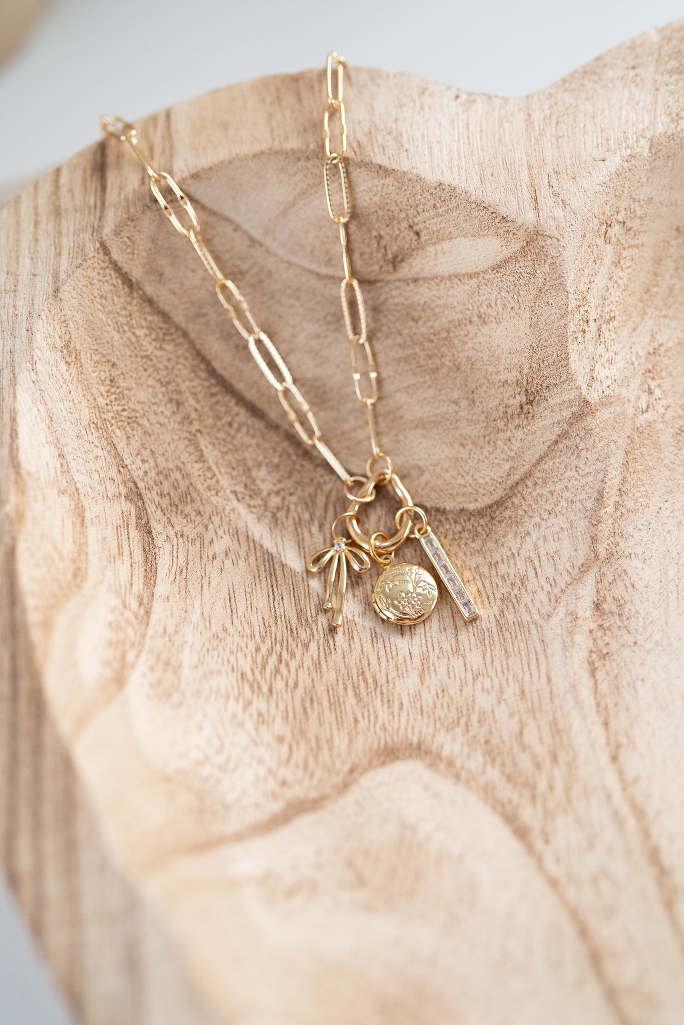 Golden Voyage Locket Charm Necklace