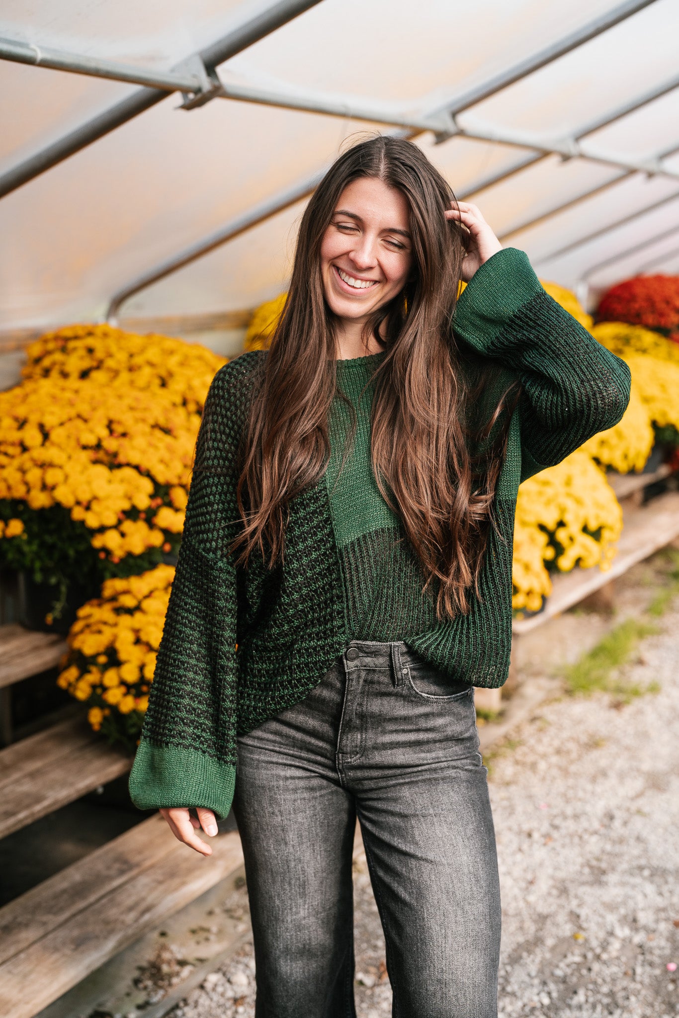 Comfort Is Calling Colorblock Knit Sweater - Hunter Green