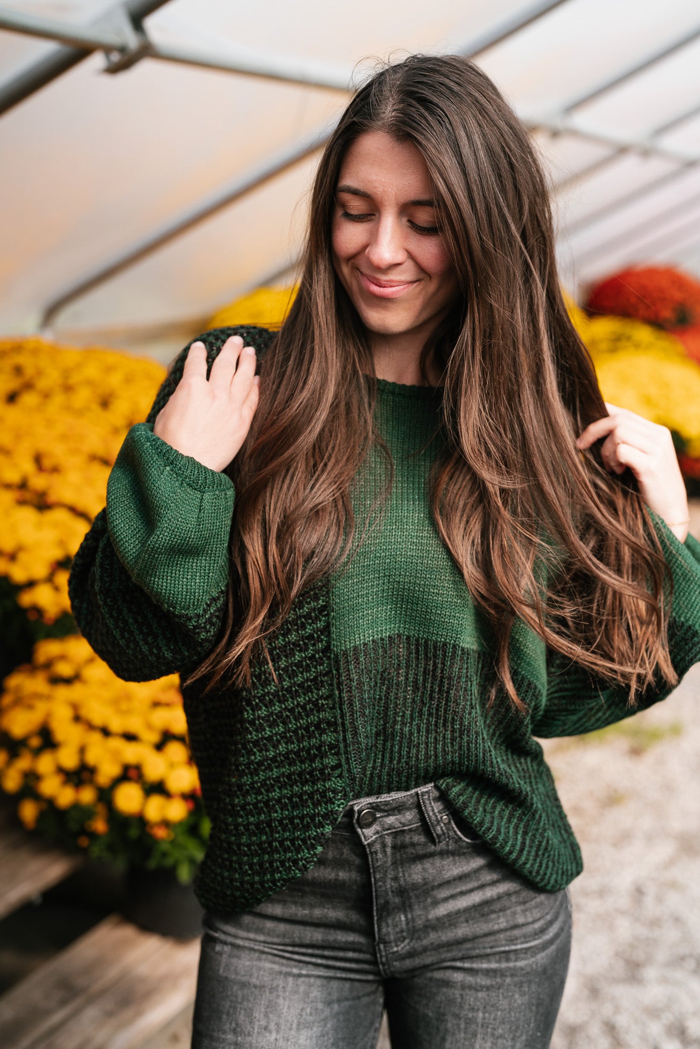 Comfort Is Calling Colorblock Knit Sweater - Hunter Green