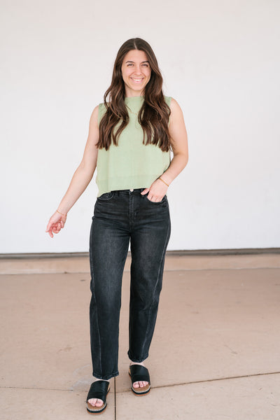 Perfect Muse Bow Knit Top - Sage