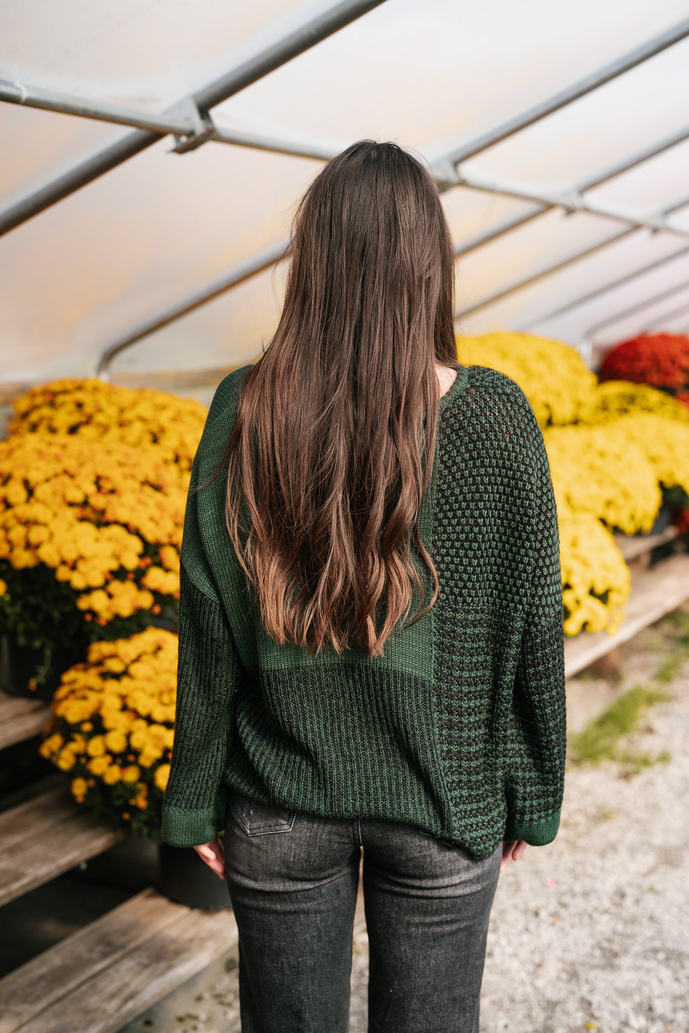 Comfort Is Calling Colorblock Knit Sweater - Hunter Green