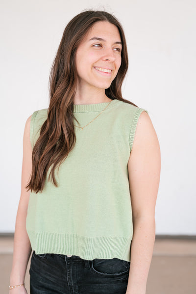 Perfect Muse Bow Knit Top - Sage