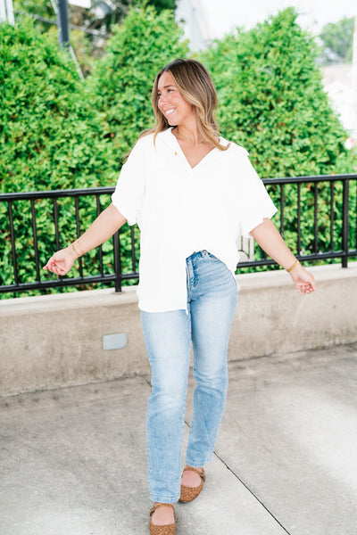 Pearl Drift Collared Top