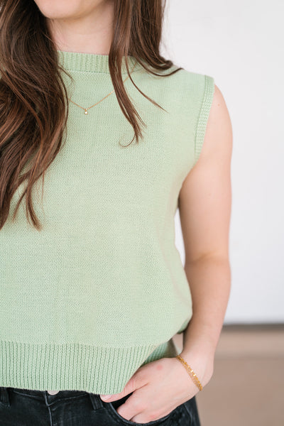 Perfect Muse Bow Knit Top - Sage