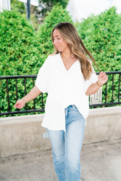 Pearl Drift Collared Top