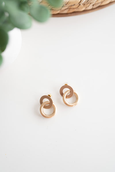 Brown & Gold Circle Earrings