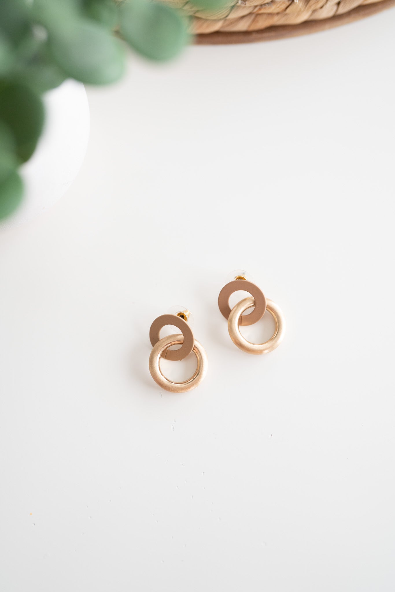 Brown & Gold Circle Earrings