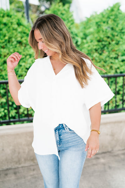 Pearl Drift Collared Top