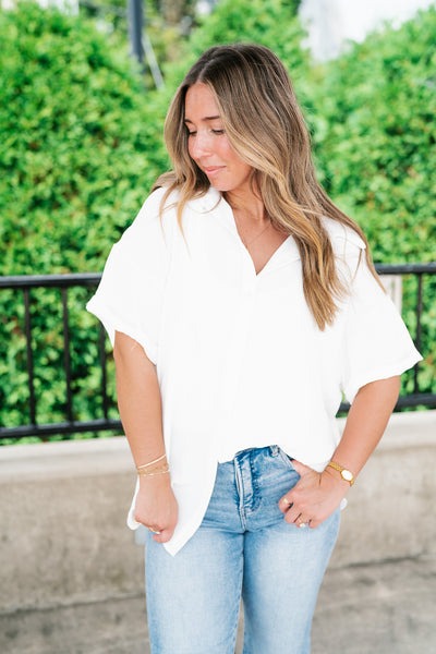 Pearl Drift Collared Top