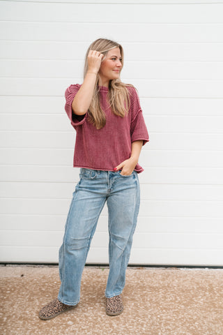 Always Ready Knit Top - Burgundy