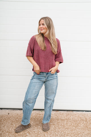 Always Ready Knit Top - Burgundy