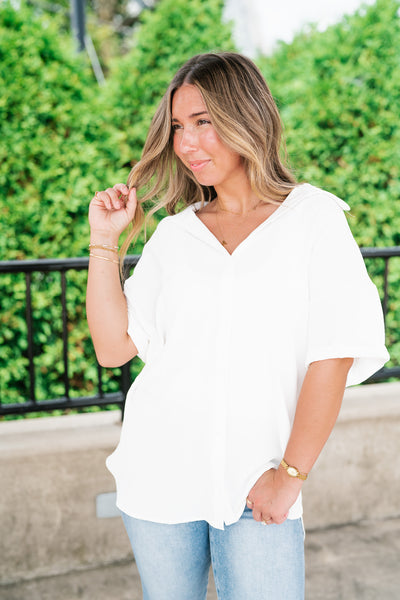 Pearl Drift Collared Top