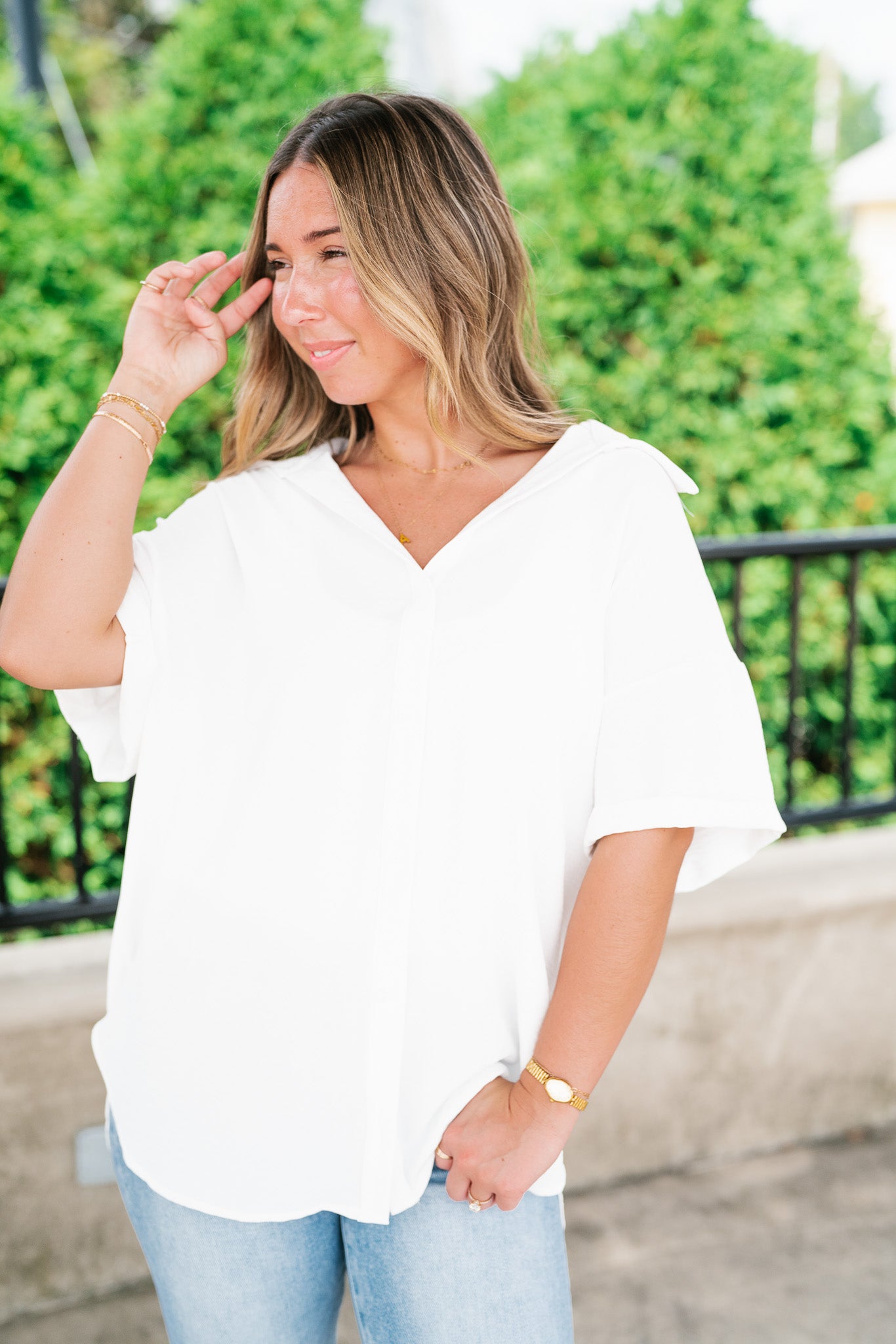 Pearl Drift Collared Top