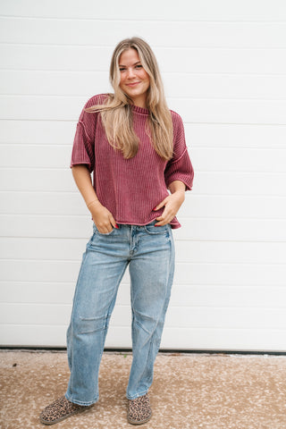 Always Ready Knit Top - Burgundy