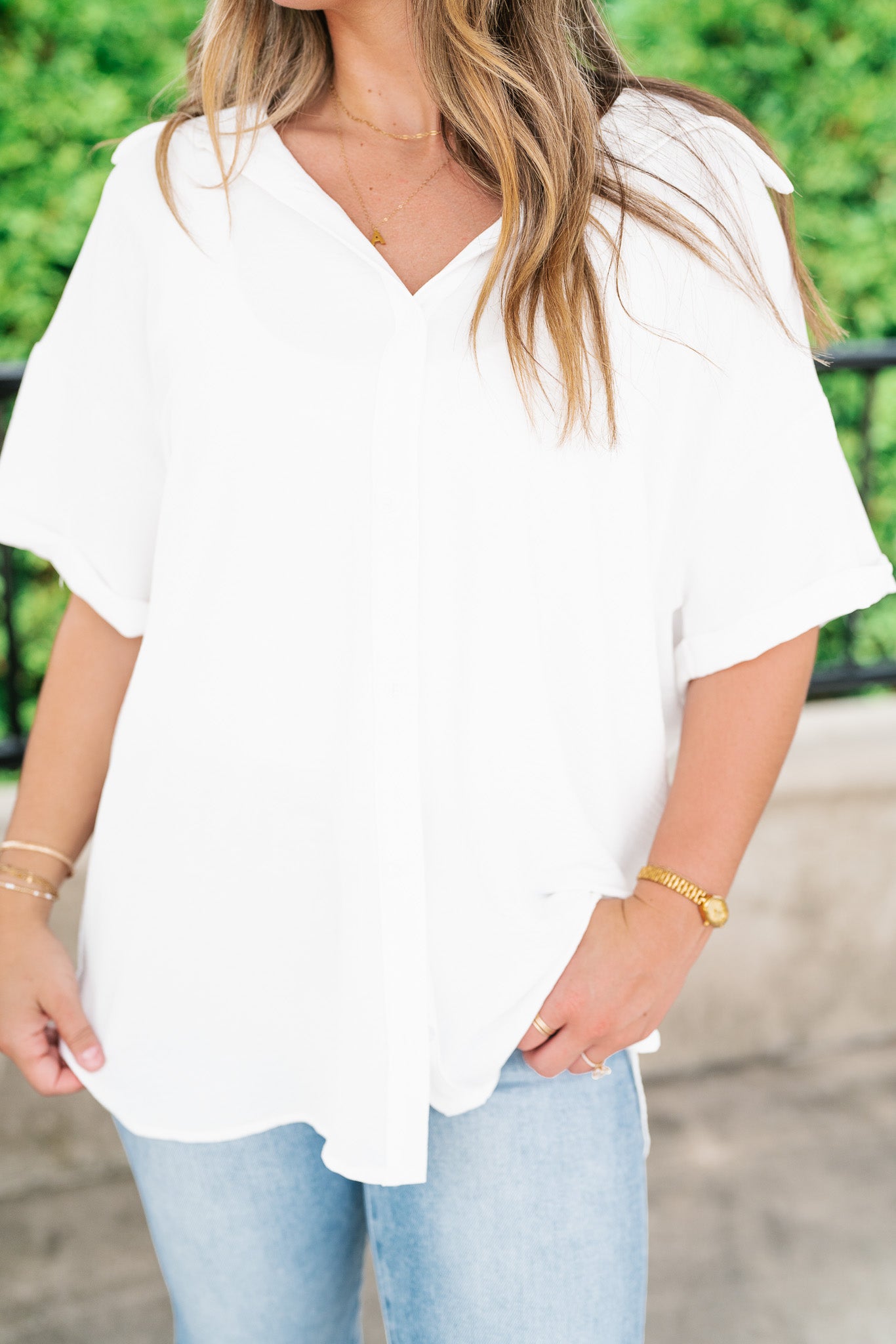 Pearl Drift Collared Top