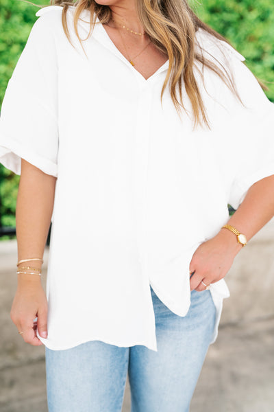 Pearl Drift Collared Top