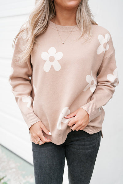 Sweet In Daisies Knit Sweater