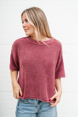 Always Ready Knit Top - Burgundy