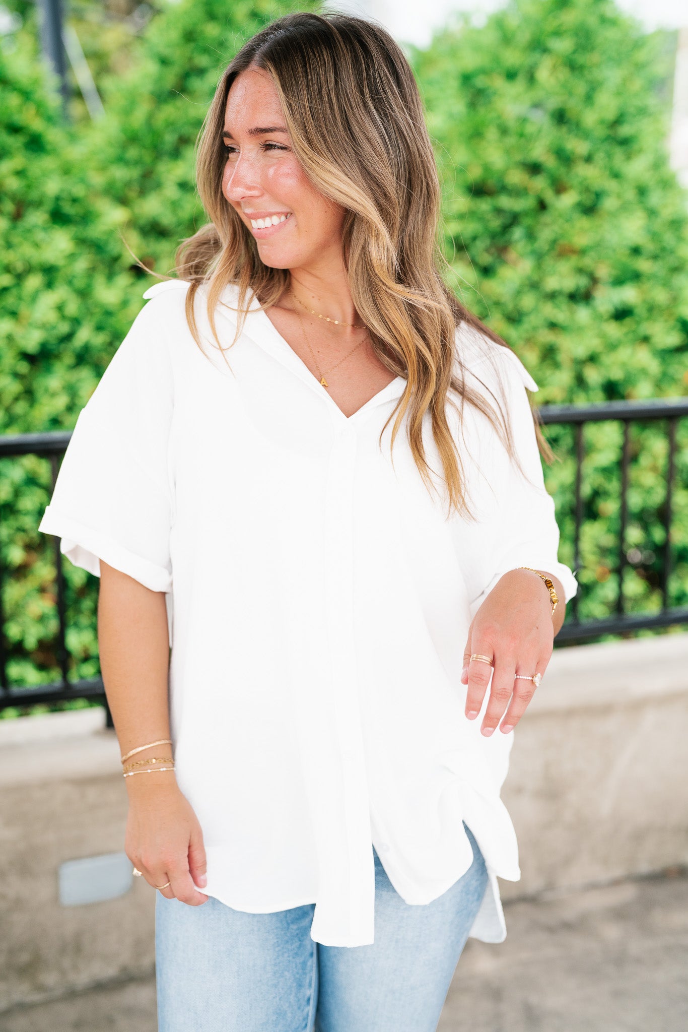 Pearl Drift Collared Top