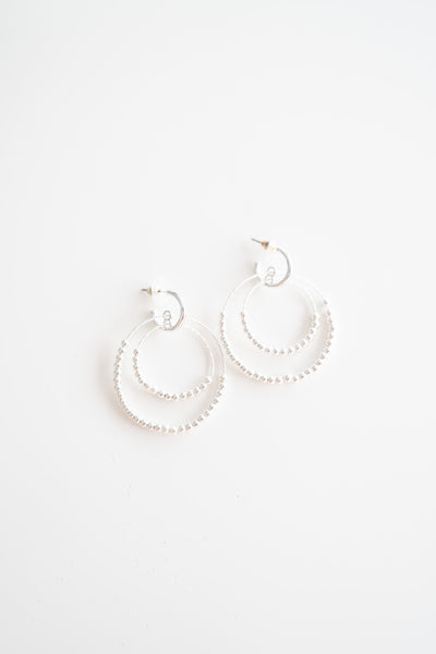 Silver Layered Beaded Hoop Earring