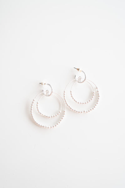 Silver Layered Beaded Hoop Earring