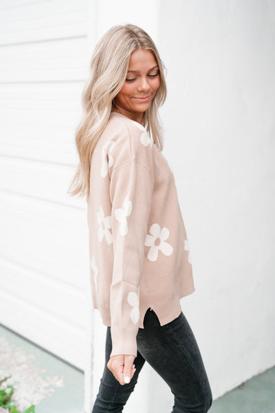 Sweet In Daisies Knit Sweater