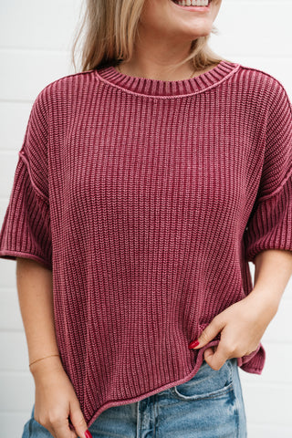 Always Ready Knit Top - Burgundy