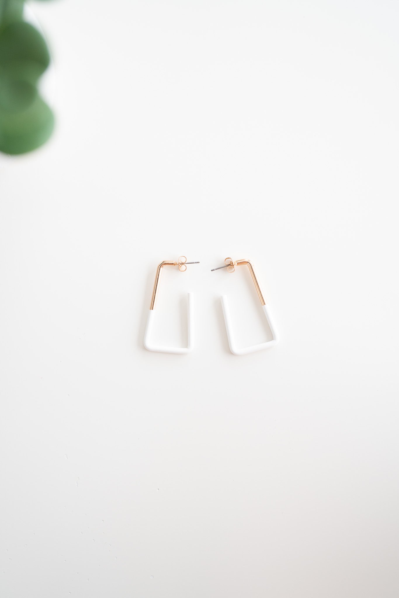 Square Hoop Earrings-White