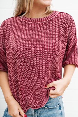 Always Ready Knit Top - Burgundy