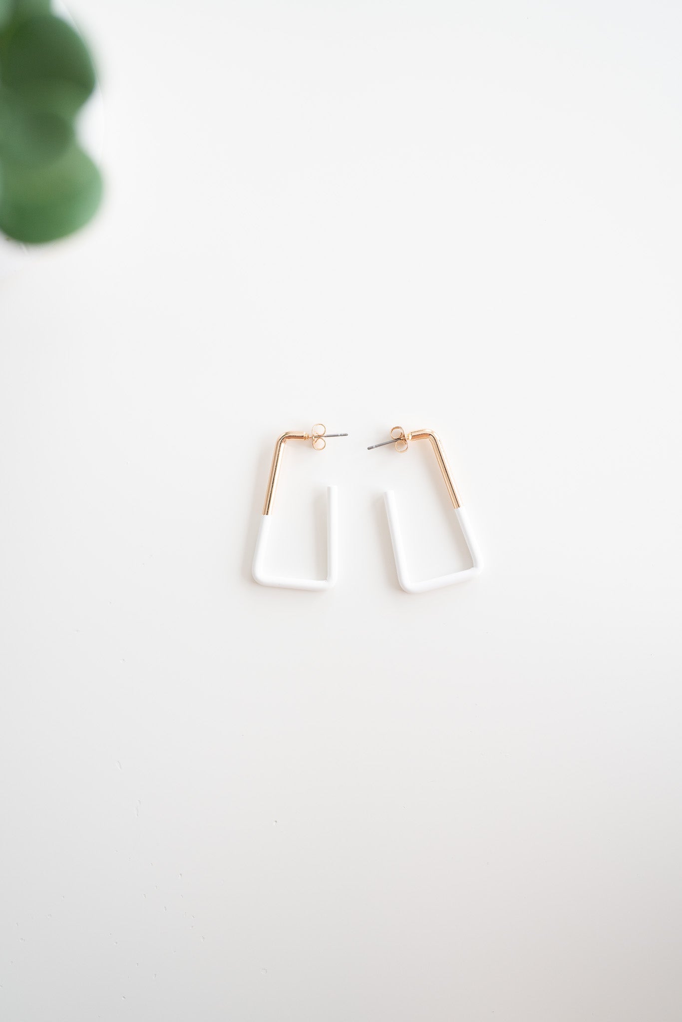 Square Hoop Earrings-White