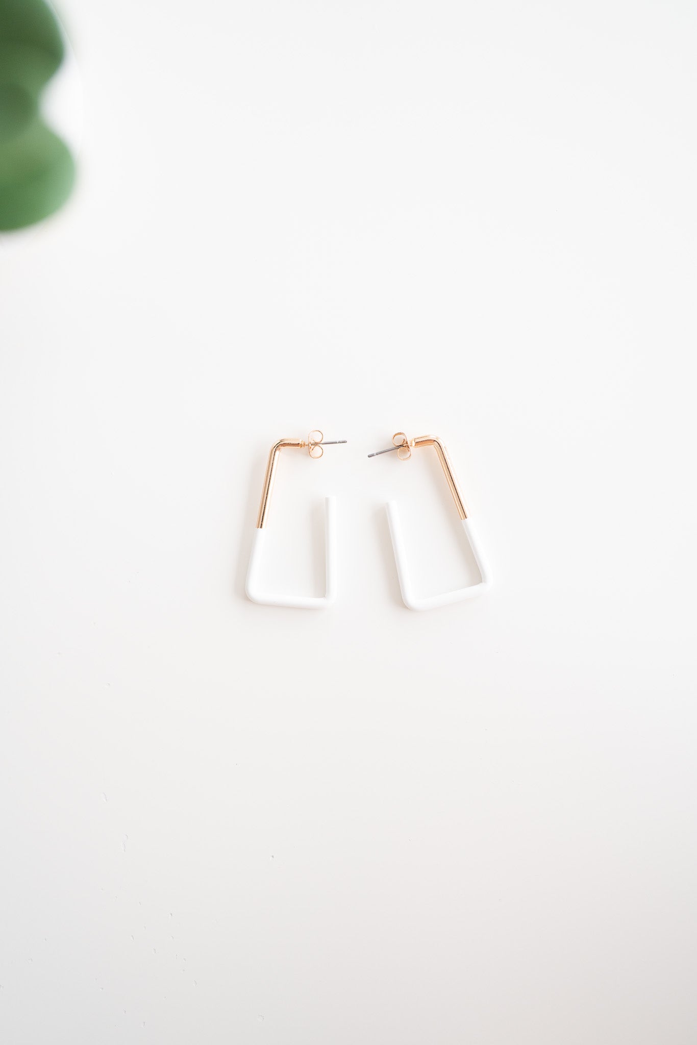 Square Hoop Earrings-White