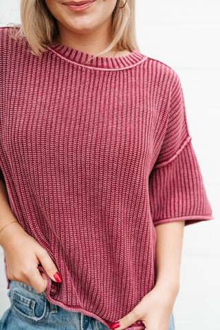 Always Ready Knit Top - Burgundy