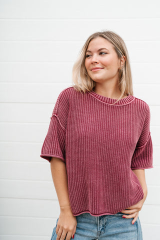 Always Ready Knit Top - Burgundy