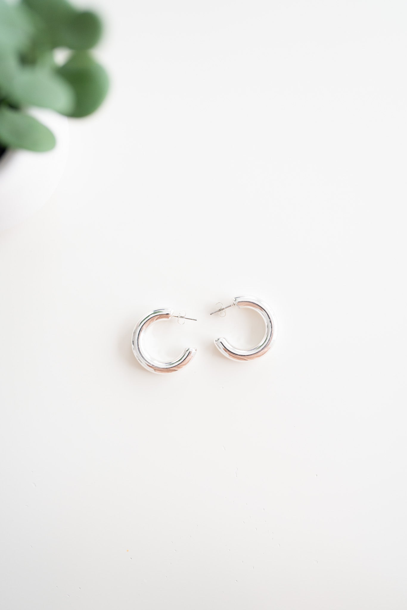 Chunky Silver Hoop Earrings