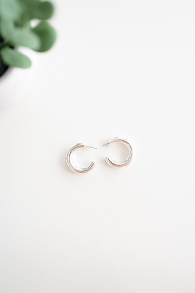 Chunky Silver Hoop Earrings