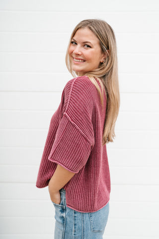 Always Ready Knit Top - Burgundy