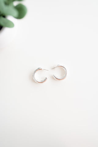 Chunky Silver Hoop Earrings