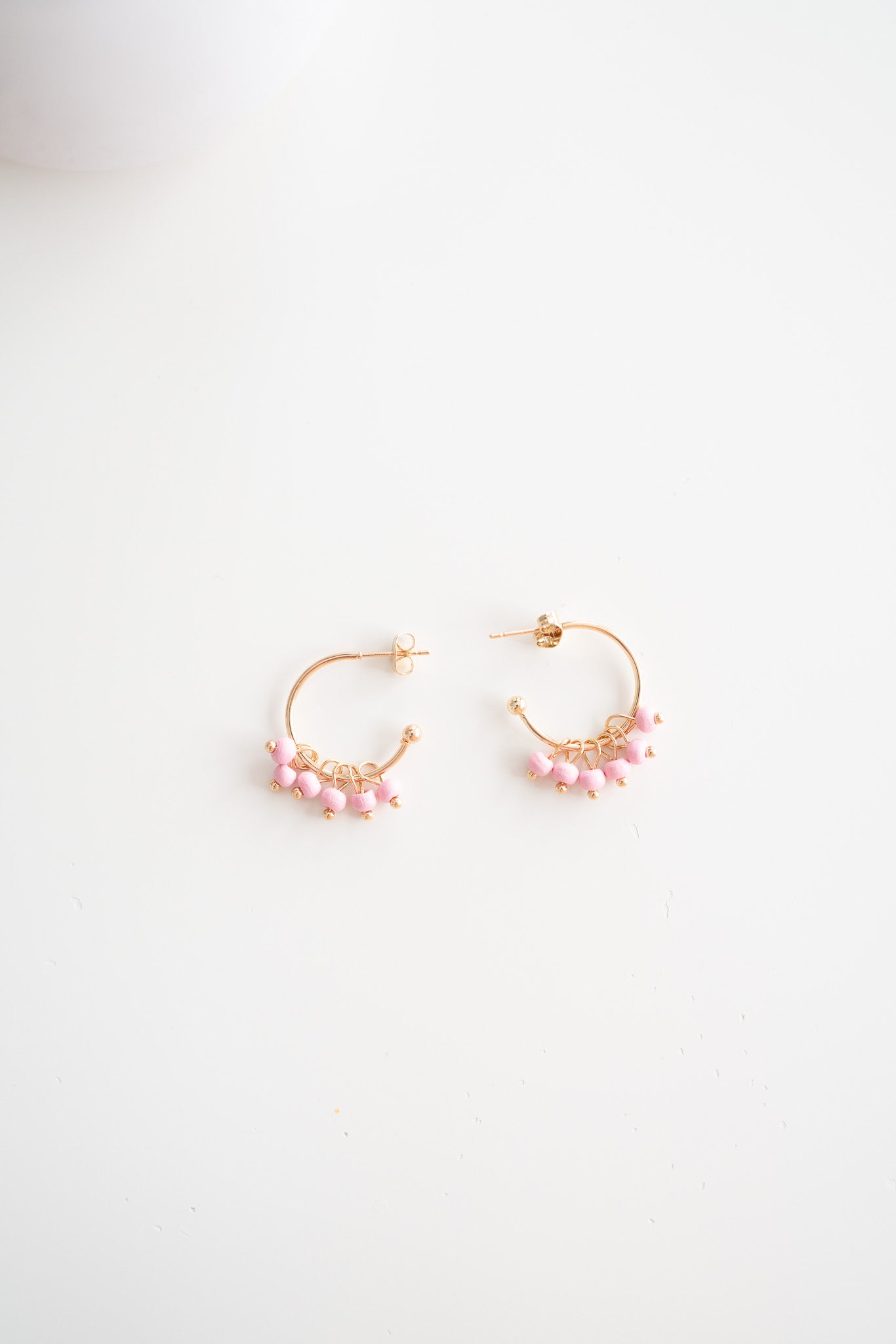 Katy Gold Hoop Earrings-Pink