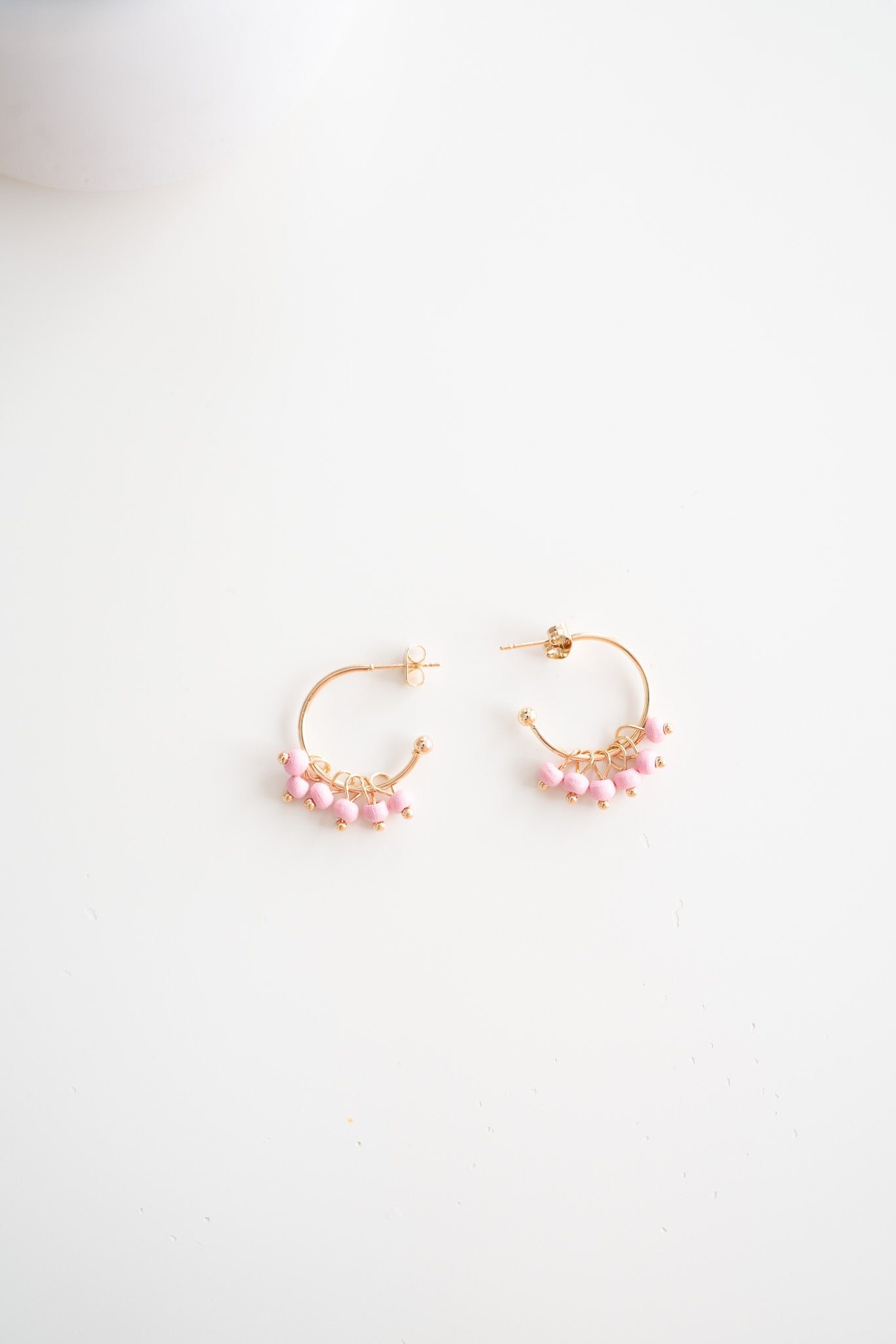 Katy Gold Hoop Earrings-Pink