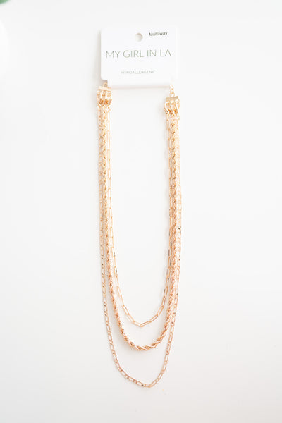 Scottlyn Triple Gold Chain Necklace