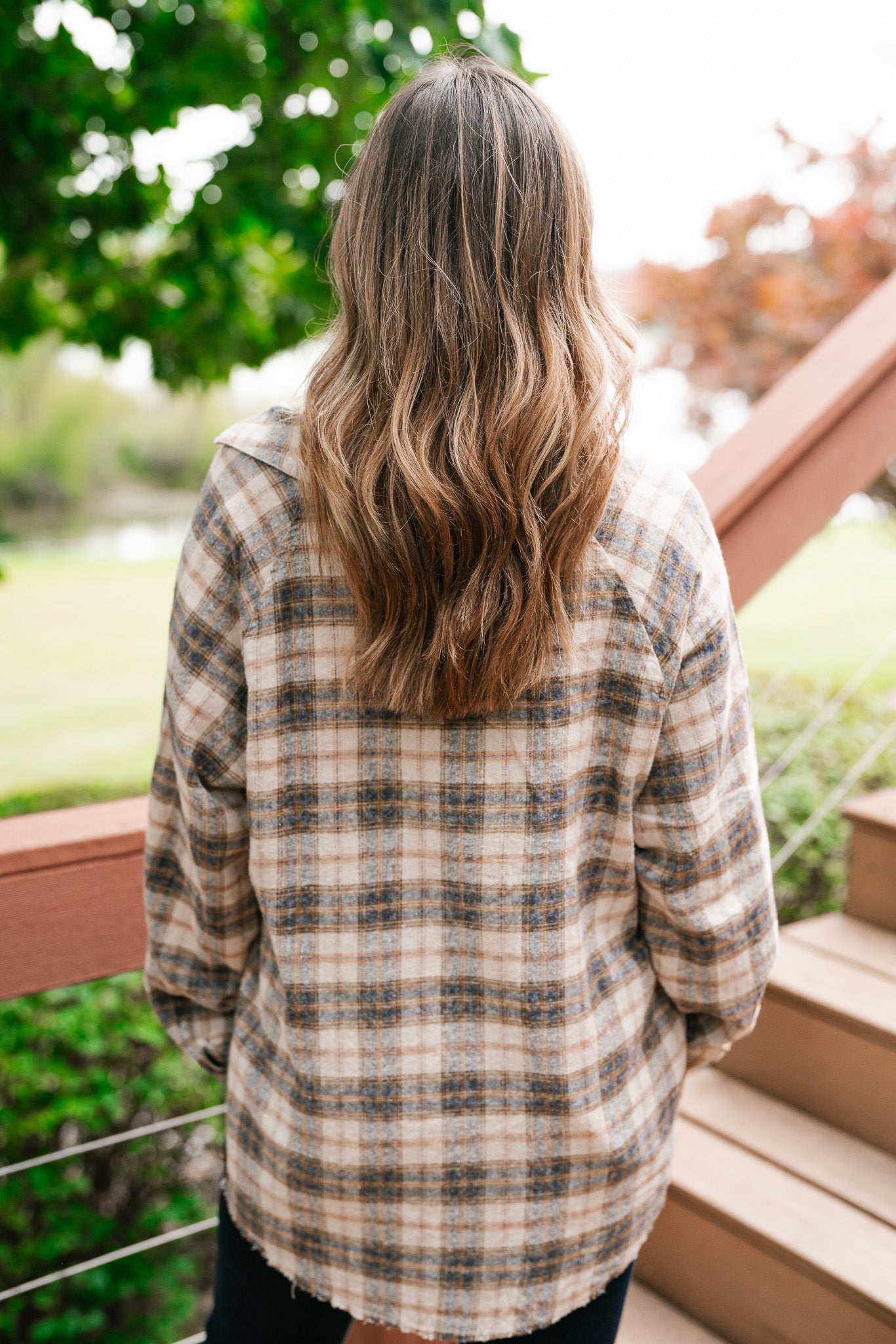 Feel The Warmth Flannel- Sand/Navy