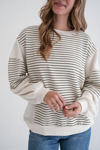 Harbor Lane Contrast Stripe Waffle Knit Top