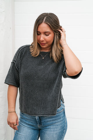 Always Ready Knit Top - Charcoal