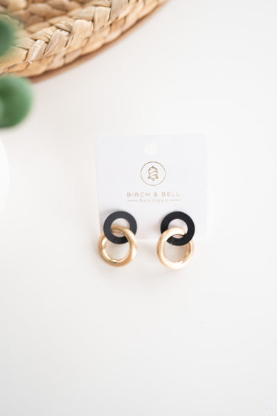 Black & Gold Circle Earrings