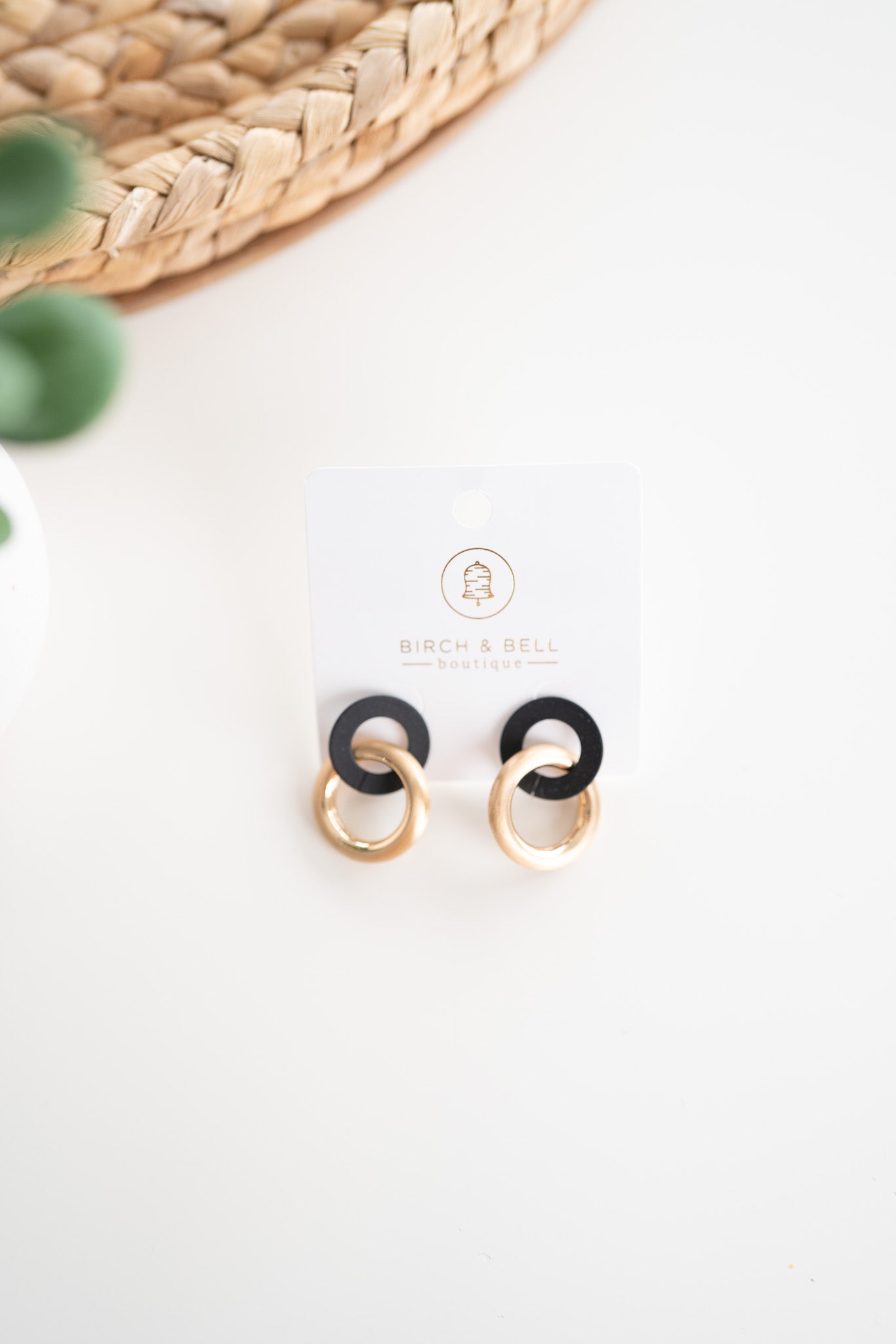 Black & Gold Circle Earrings