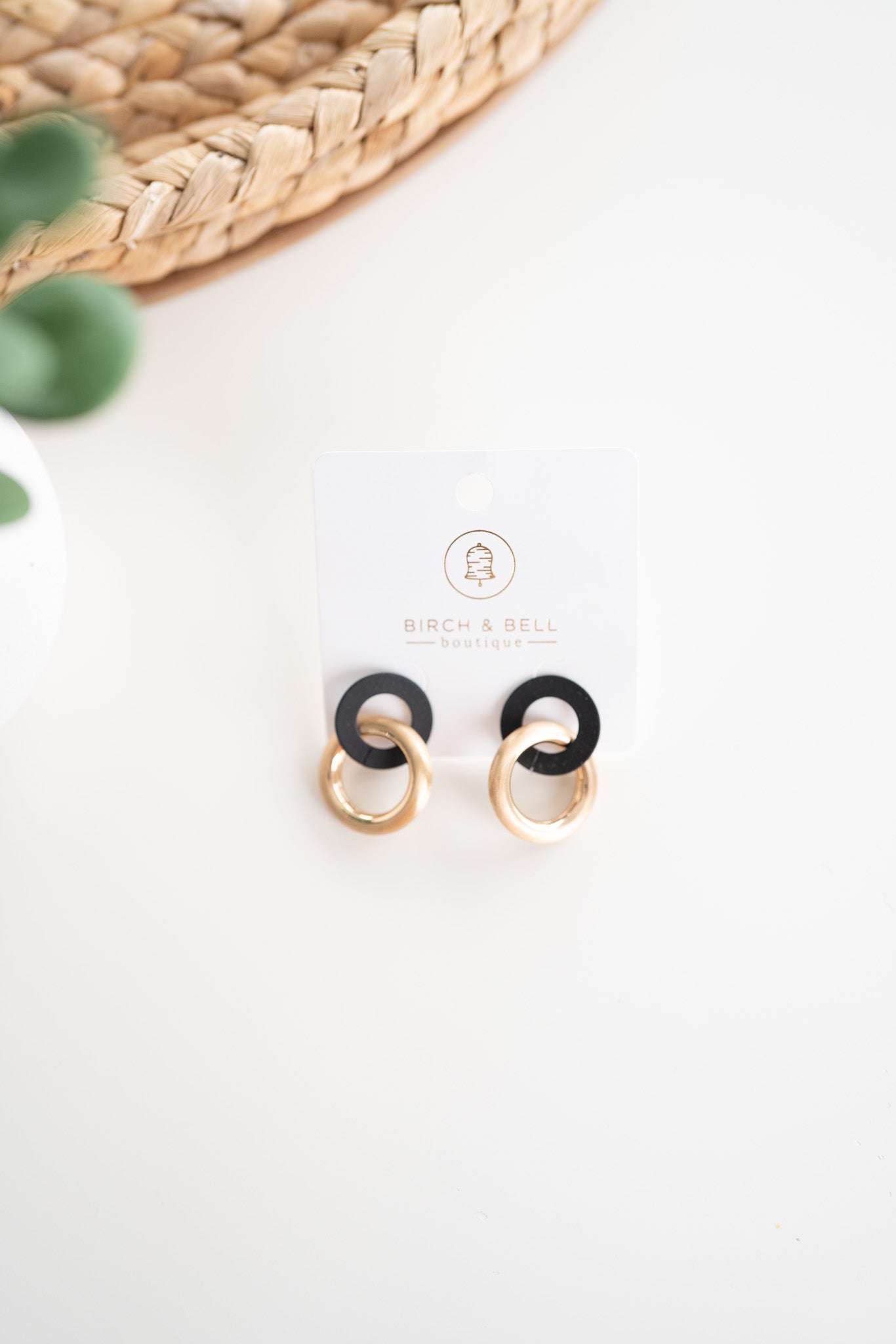 Black & Gold Circle Earrings